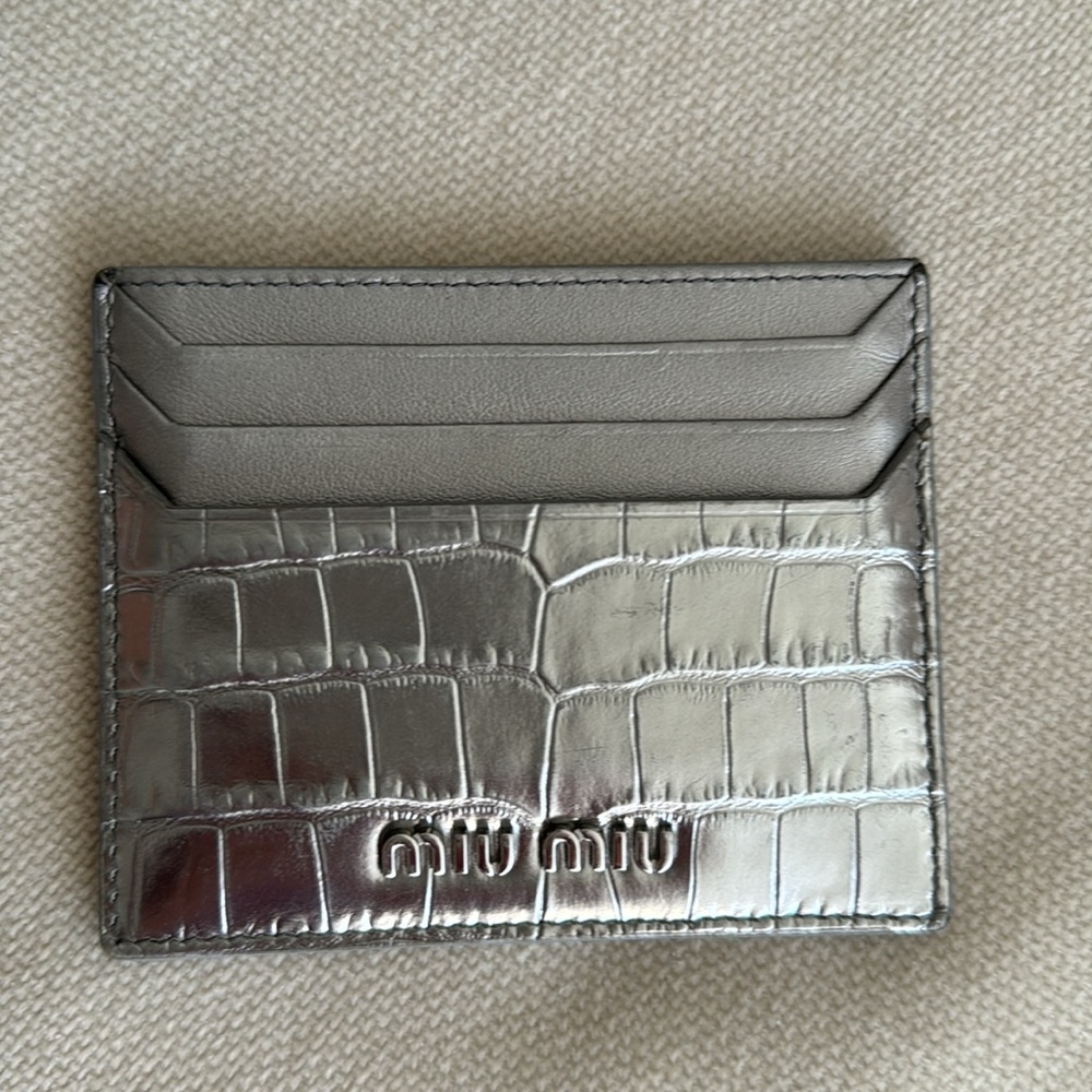 Miu Miu croc embossed card case
